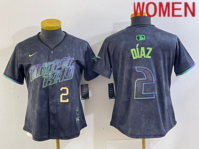 Women Tampa Bay Rays #2 Diaz Nike MLB Limited City Connect Black 2024 Jersey style 2